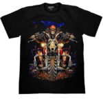 Motiv „Skelet & Moto““ – T-Shirt Leuchtet im Dunkel, Unisex